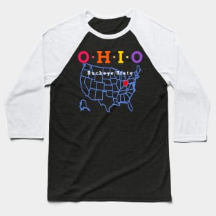 Ohio, USA. Buckeye State. (With Map) Baseball T-Shirt
